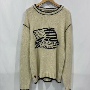 Avirex Cream and Black Crewneck Sweater